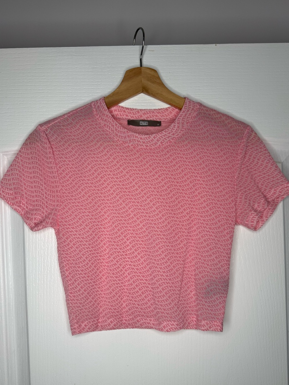 KITH Pink Tonal Logo Crop Tee